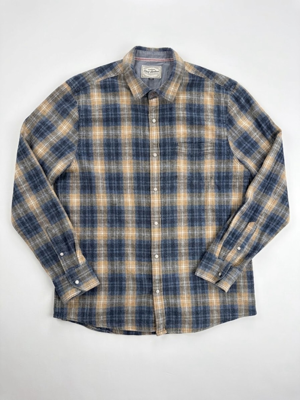 Flag & Anthem Men's Blue & Beige Plaid Button-Down Shirt